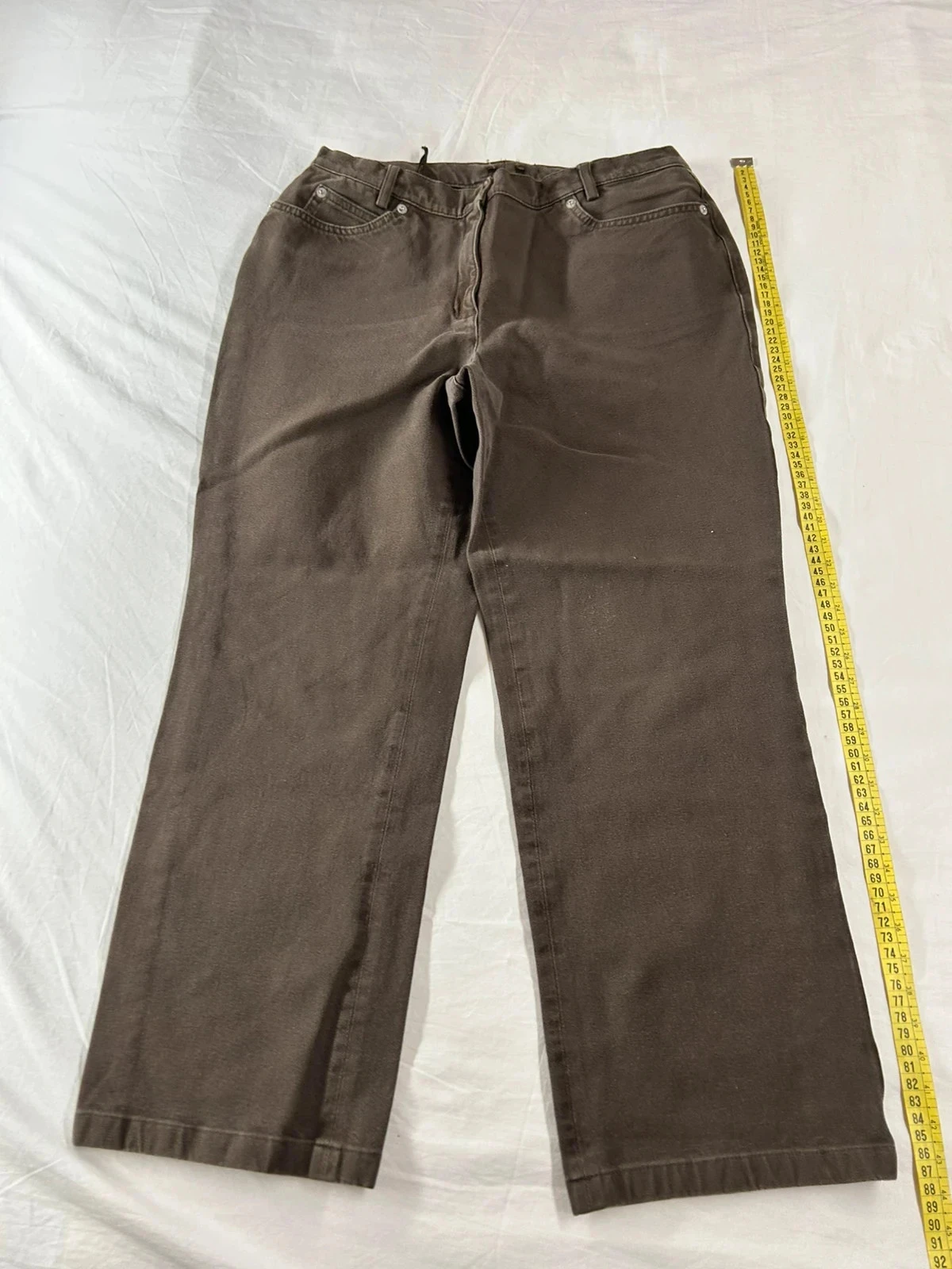 Gevlochten vintage bruine beige wijde jean met print M – photo 2